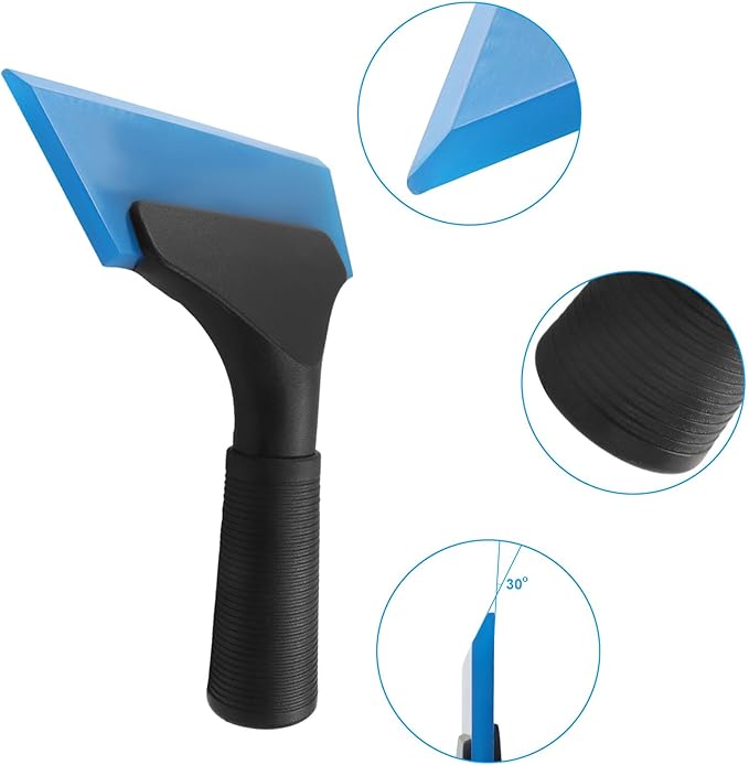Small Squeegee 5 inch Rubber Window Tint Windshield Scraper, Non-Slip Handle Glass Cleaner for Car Glass Mirror Shower Door/Bathroom Cleaning(Blue, 1 Pack)