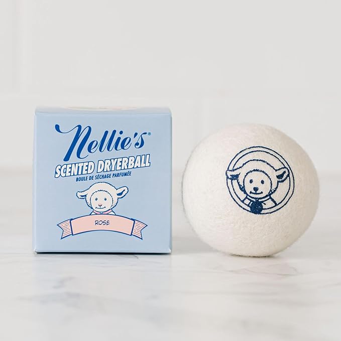 Nellie's Scented Wool Dryerball - Rose Scented - Made with 100% Pure New Zealand Wool and Lasts Approximately 50 Drying Loads - Silent in Your Dryer!
