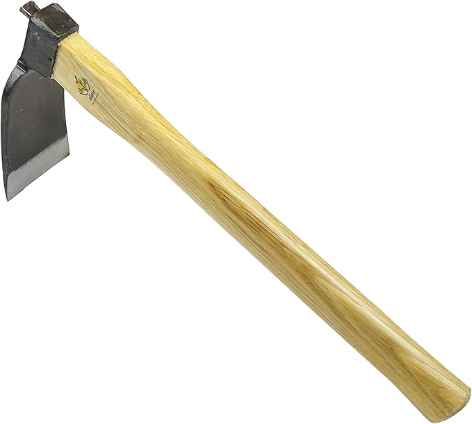 14 Inch Heavy Duty Curved Hoe, Without Welding, Gardening Tool, Oak Handle, for Digging, Weeding, and Planting