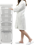 BAOKALER 4-Tier Laundry Hamper Sorter, Vertical Rolling Laundry Baskets with Wheels Removable, Stackable Laundry Cart Organizer and Storage for Small Space, Dorm, Closet, Bathroom