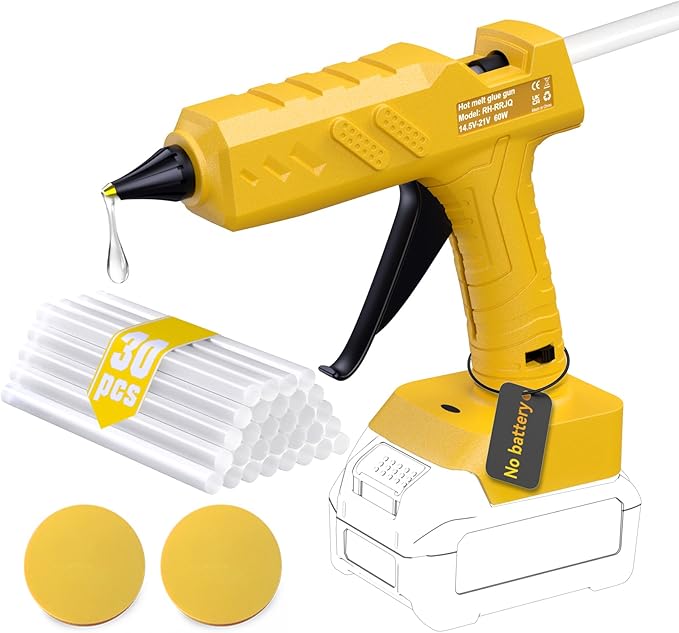 100W Cordless Hot Glue Gun for DeWalt 20V MAX Battery,High Temp Electric Power Glue Gun with 30PCS Full Size Glue Sticks for Art DIY Craft Home Repair School(Tool Only)