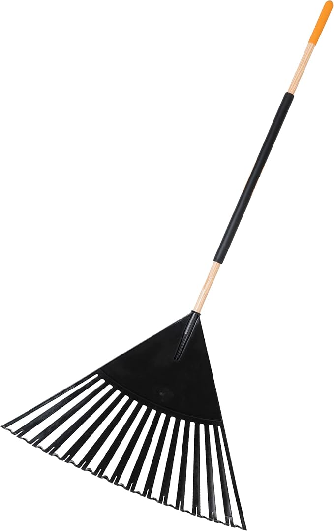 True Temper 20212011 Clog Free Leaf Rake with Hardwood/Steel Handle, 30 in. for Leaves, Grass, Clippings, Twigs, Pine Needles, Acorns, Debris,Black