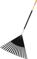True Temper 20212011 Clog Free Leaf Rake with Hardwood/Steel Handle, 30 in. for Leaves, Grass, Clippings, Twigs, Pine Needles, Acorns, Debris,Black