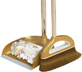 Broom and Dustpan Set with Long Handle - Dust Broom and Dustpan Combo, Lightweight Robust Kitchen Brooms Dustpans, Ergonomic Duster Tool Cleaning Gadgets, for Home, Kitchen, Offices, Pet Hair, Gold