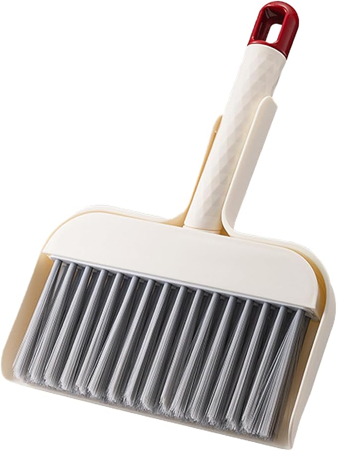 Mini Handheld Broom and Dustpan Set, Small Dust Pan and Brush Set Cleaning for Keyboard, Tabletop, Office Desk, Camping, Gardening, Pet, Car, Tiny Broom with Dustpan Combo for Children Learn Cleaning