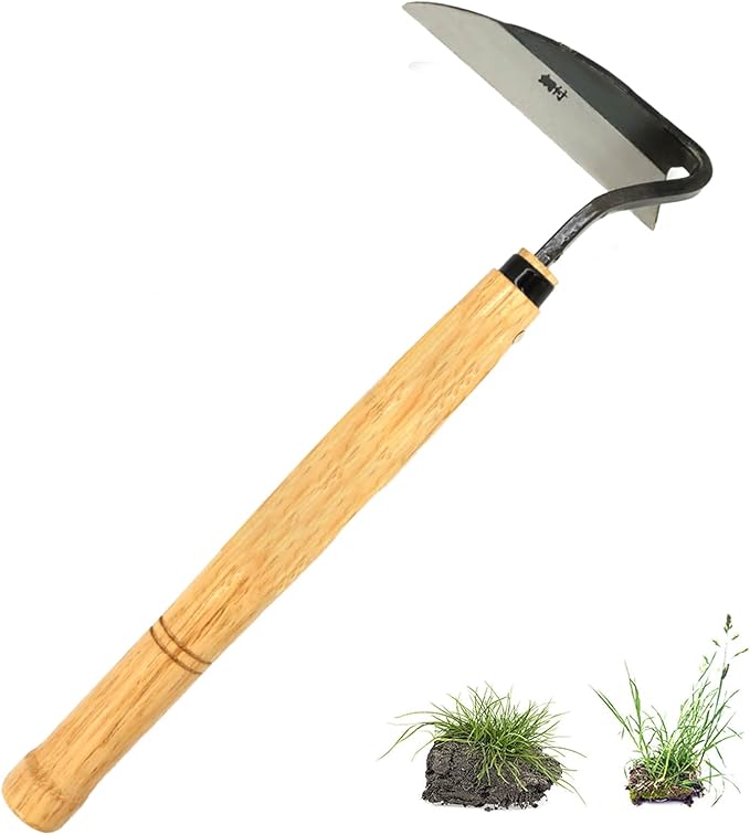 Kana Hoe 217 Japanese Garden Tool - Hand Hoe/Sickle is Perfect for Weeding and Cultivating. The Blade Edge is Very Sharp.Right-Handed