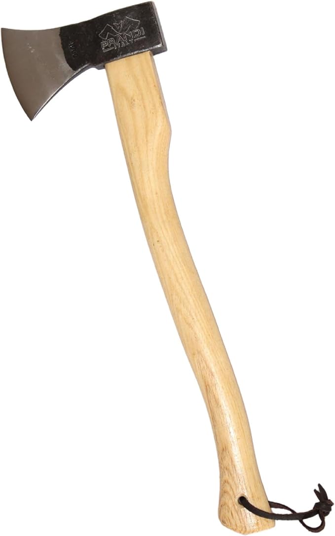 PRANDI German Axe 2.20lb - Hickory Handle 23.64in with Leather String - Ideal for Firewood, Splitting, and Chopping - Made in Italy