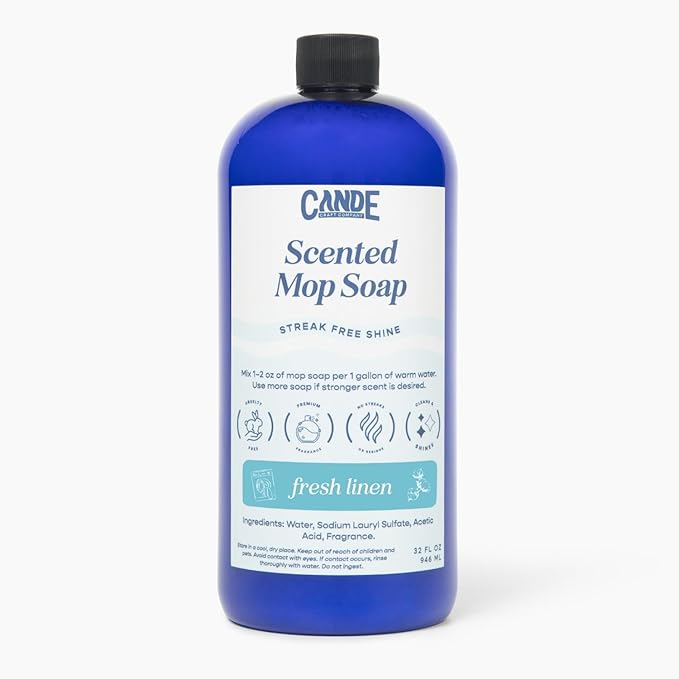 CANDE Mop Soap - Highly Scented Mop Soap, Luxury Floor Cleaner, Premium Fragranced Floor, Streak-Free Shine, 32 oz (Fresh Linen)