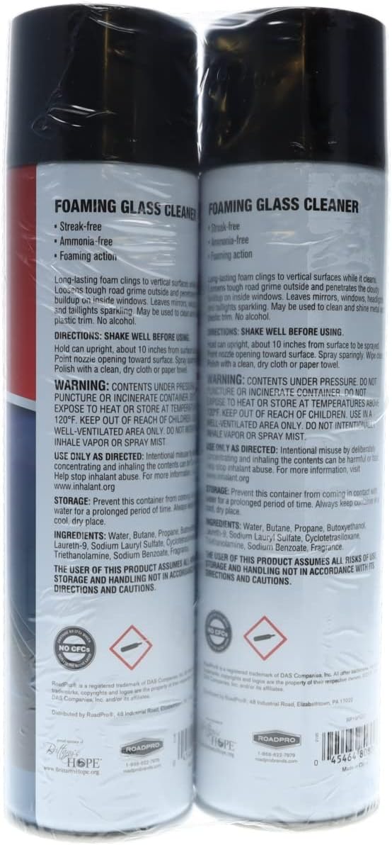 RoadPro RP19FGC 19 oz. Foaming Glass Cleaner - 2 per Pack