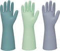 Rubber Kitchen Dishwashing Gloves - 3 Pairs Colorful Reusable Household Cleaning Gloves For Washing Dishes And Cleaning Tasks，Flexible And Durable Waterproof (Small, Dark Green+Green+Gray)