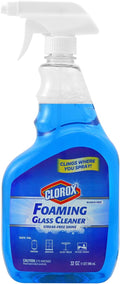 Clorox Foaming Glass Cleaner Trigger Spray, Streak Free No Drip Formula for Windows, Mirrors, and Glass Surfaces, All Purpose Household Cleaning Spray in Fresh Scent, 32 Ounce