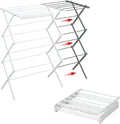 Foldable Clothes Drying Rack, Extendable Laundry Drying Rack, Clothes Airer, Steel Frame, 24-39.2”W x 23.6”D x 40.55 H, Easy Assembly, Indoor Outdoor Use, White