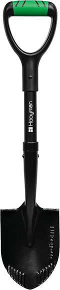 Hooyman Mini Digging Shovel with Heavy Duty Carbon Steel Construction, Ergonomic No-Slip H-Grip Handles, D Handle, and Serrated Blades for Gardening, Land Management, Yardwork, Farming, and Outdoors