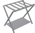 Hzuaneri Luggage Rack, Folding Suitcase Stand for Guest, Foldable, Luggage Holders with Shelf, Steel Frame with Nylon Straps for Bedroom, Hotel, Holds up to 154 lb, Grey,1 Pack LR03899G
