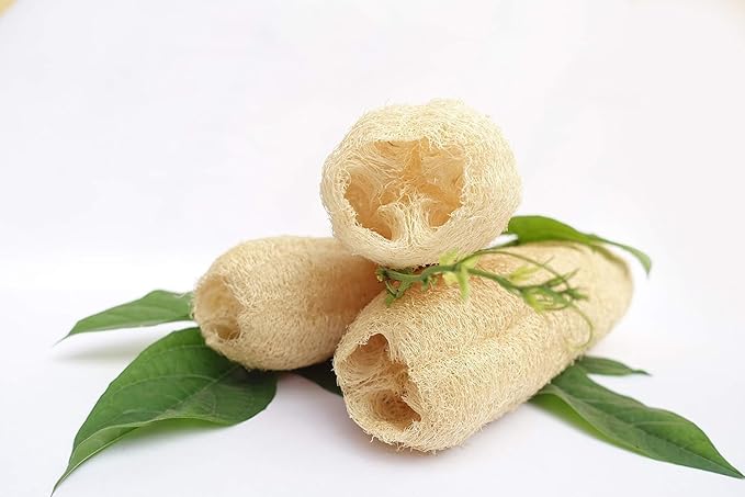 Natural Whole Loofah Sponge (Pack 3) - Exfoliating Body for Bath or Dish Scrubber for Kitchen - 100% Biodegradable Compostable, Dishwashing Scouring Pad, Zero Waste