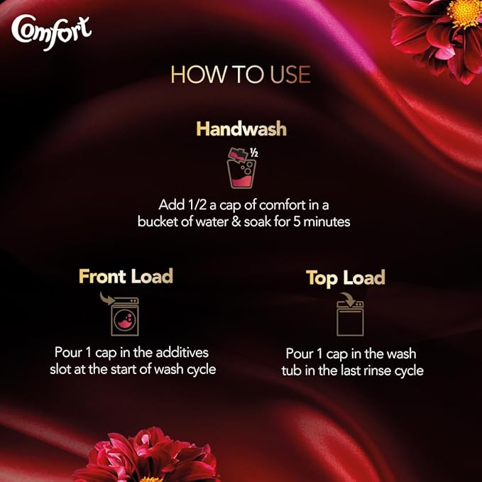 Comfort Perfume Deluxe Fabric Conditioner 850 mL | After Wash Liquid Fabric Softener | Softness, Shine & Long Lasting Freshness
