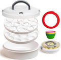 Premium 4 in 1 Cupcake Carrier with Lid - Cupcake, Deviled Egg, Pie & Cake Container - Includes Pie Crust Shield & 12 Silicone Baking Cups