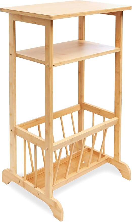 RoyalHouse Bamboo Shelving Unit – Multi-Tier Storage for Home & Bathroom (2-Tier Tall (12.6" D x 17.72" W x 28.15" H))
