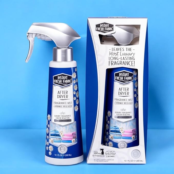 After Dryer Fabric Freshener & Wrinkle Release Spray - For Clothes & Laundry - Luxury Fragrance Odor Remover & Wrinkle Releaser - For Home & Travel - Fresh Linen Scent - 10.1 fl oz.