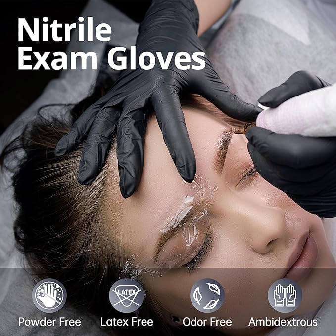 Disposable Nitrile Exam Gloves, Black Nitrile Gloves Disposable Latex Free for Medical, Cooking & Esthetician