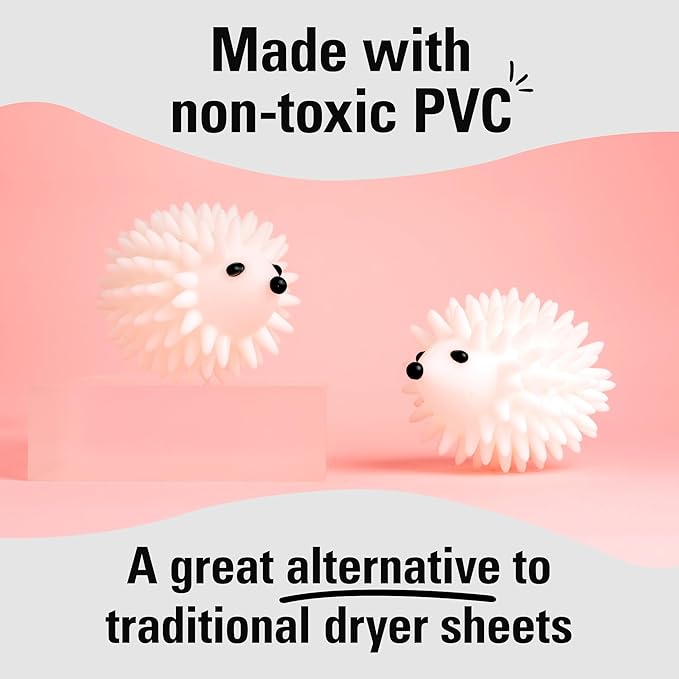 Kikkerland Set of Two Reusable Dryer Buddies for Laundry – Fabric Softener Dryer Balls – Control Static, Remove Wrinkles, Dry Clothes Faster, Hedgehogs