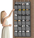 homyfort Over the Door Shoe Organizer, Hanging Shoe Rack Storage Holder with 24 Large Pockets for Closet Door, Men Women Kids Shoes, Cruise (Black)