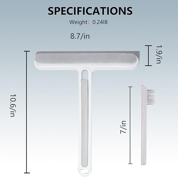 Squeegee 4-in-1 Window Cleaning Tool, Replaceable Foam-Friendly Brush Strip - Hanging & Water-Rinsable for Shower Glass, Glass Doors, Windows, Kitchen Stove, Car | Window Cleaning kit
