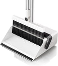 Broom with Dustpan Combo Set,UOEOS One-Sweep Clean,Pet Hair Removal Broom with Self-Cleaning Double-Layer Teeth,High Density Broom and Windproof Dustpan for Indoor&Outdoor