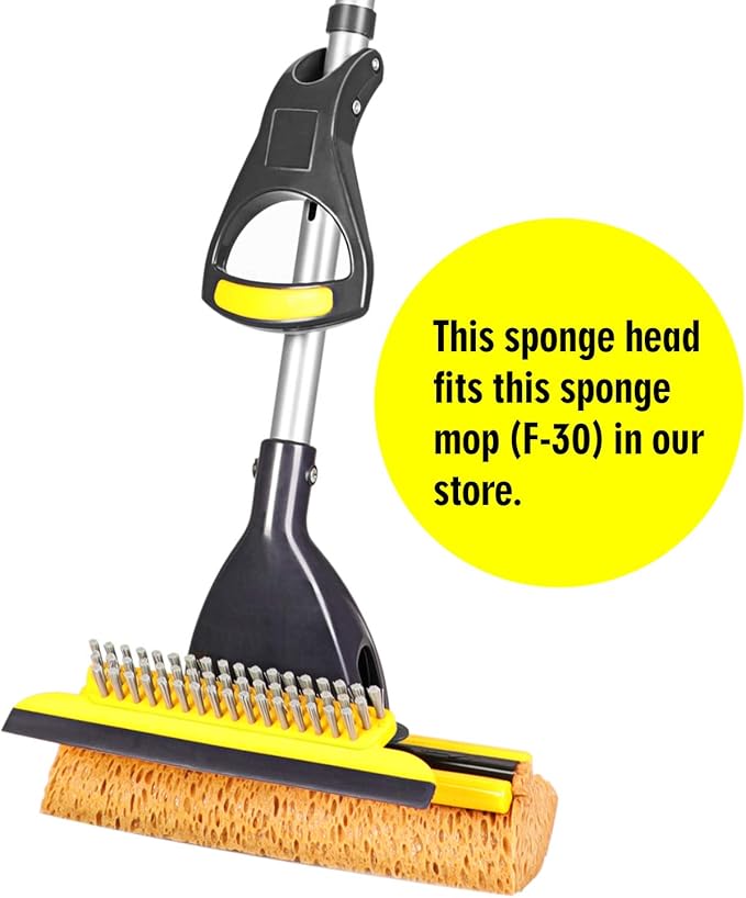 Yocada Sponge Mop Replacement Refill Head Home Commercial Use Tile Floor Bathroom Garage Cleaning Easily Dry Wringing 2 PCS