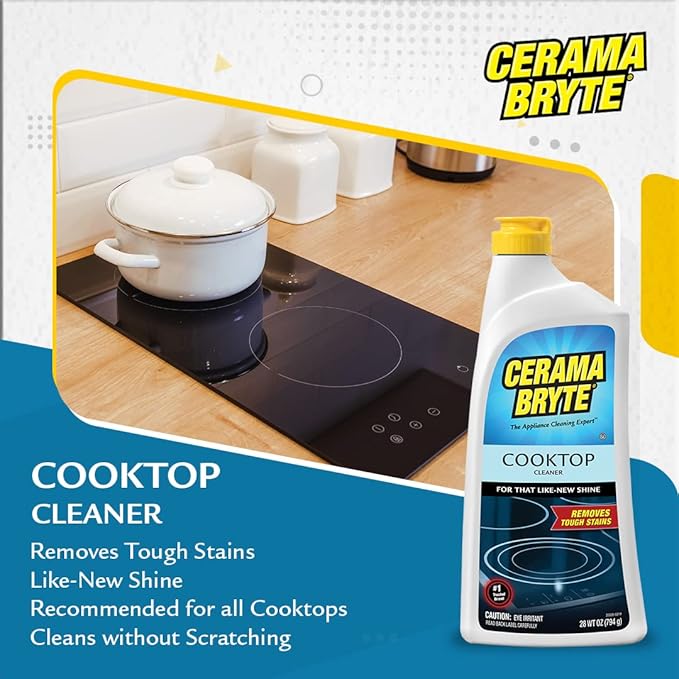 Cerama Bryte Cooktop and Stove Top Cleaner for Glass-Ceramic Surfaces, 2-28 oz