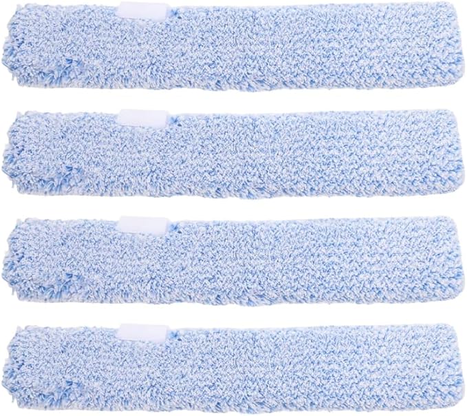 OUNONA Replacement Window Cleaning Pads 4-Pack Reusable Microfiber Squeegee Sleeves for Glass Windows Bathroom Mirrors Tabletops 14.17X2.75X2.75 Inches