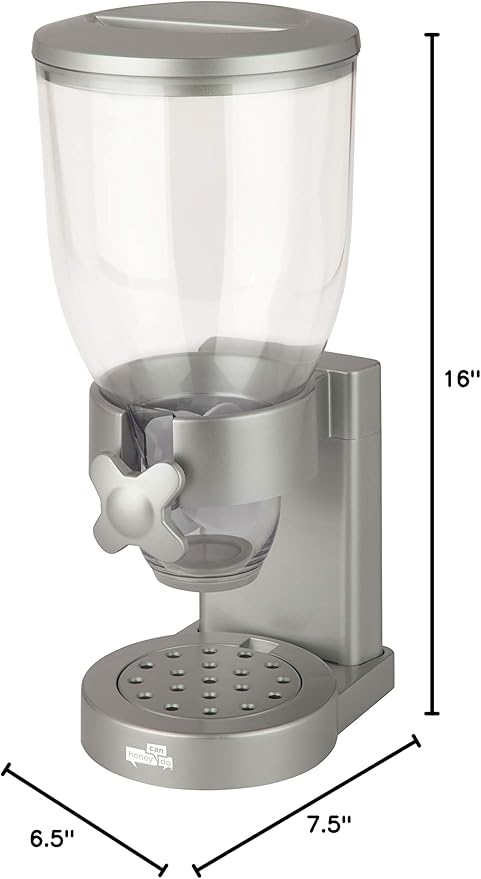 Honey-Can-Do Zevro /GAT102 Indispensable Dry Food Dispenser, Single Control, Silver (Pack of 4)