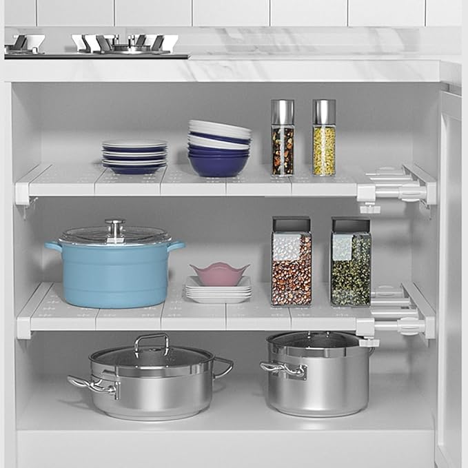 iayokocc Expandable Closet Tension Shelf Rod, Adjustable Metal Storage Rack,DIY Organizer Divider Separator for Cabinet Wardrobe Cupboard Kitchen Bathroom(Size:38-60cm)