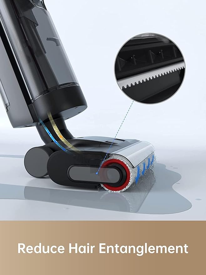 DREAME H12 Dual Vacuum Mop, 4-in-1 Cordless Vacuum Mop Combo, Wet Dry Vacuum Cleaner for Hard Floor, Cordless Vacuum for Multi-Surface, One-Step Self Cleaning with Hot Air Drying, Black