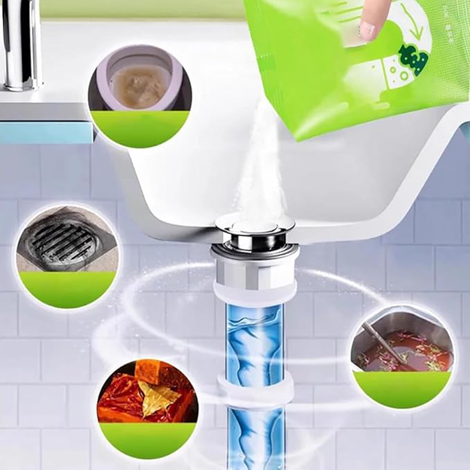 Powerful Pipe Dredging Agent - High Speed Drain Cleaner Foaming Powder, Wild Sink and Drain Cleaner Powder, Fast Foaming for Kitchen/Bathroom/Toilet Pipeline Quick Cleaning Tool (5Pcs)