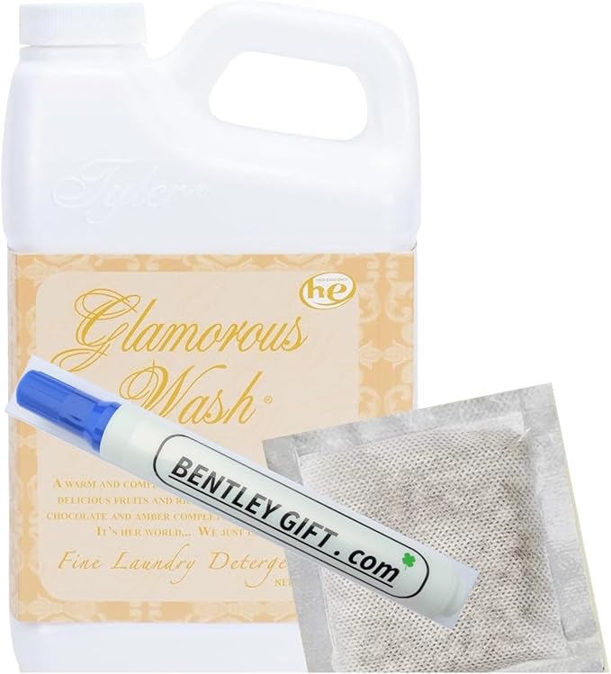Tyler Candle Company Gallon Glam Wash Laundry Detergent, Diva 128 Fl Oz w/Dryer Sachet Pouch, a Stain Remover Pen