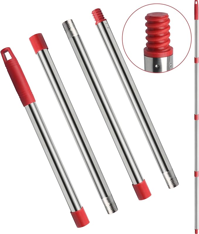 4-Section Spin Mop Replacement Handle, Mop Handle Compatible with Ocedar Spin Mop, 2.5-to-5 Foot Easy Cleaning Floor Mop Stick for Floor Cleaning