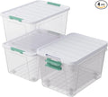 4-Pack Clear Plastic Storage Box with Wheels, 85 Quart Large Plastic Storage Bins with Latch Lids
