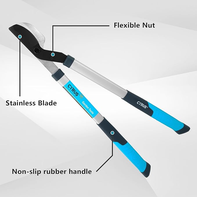 CYRUS Garden Loppers for Tree Trimming, 28” Heavy Duty Tree Branch Cutter with 1¾ inch Chops Thick Carbon Steel Sharp Blade,Garden Tool-Anvil Bypass Lopper with Ergonomical Non-Slip Handle
