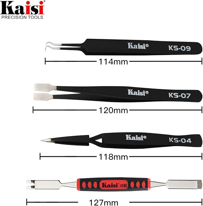Kaisi 13 PCS Precision Tweezers Set Anti-Static ESD Tweezers Kit with 13 Precision Non-Magnetic Stainless Steel Tweezers With tweezers storage bag