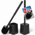 2Pack Toilet Bowl Brush and Holder Set - Toilet Scrubber Brush,Cleaning Brush,Bathroom Decor,Household Essentials,Cleaning Supplies,Home Essentials,Black