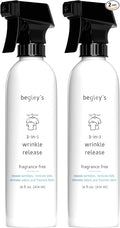 Begley's 3-in-1 Wrinkle Remover, Quick Fix Wrinkle Release, Static Cling Remover, Odor Eliminator and Fabric Refresher Spray - USDA Certified Biobased - Fragrance-Free, 16 oz, 2 Pack