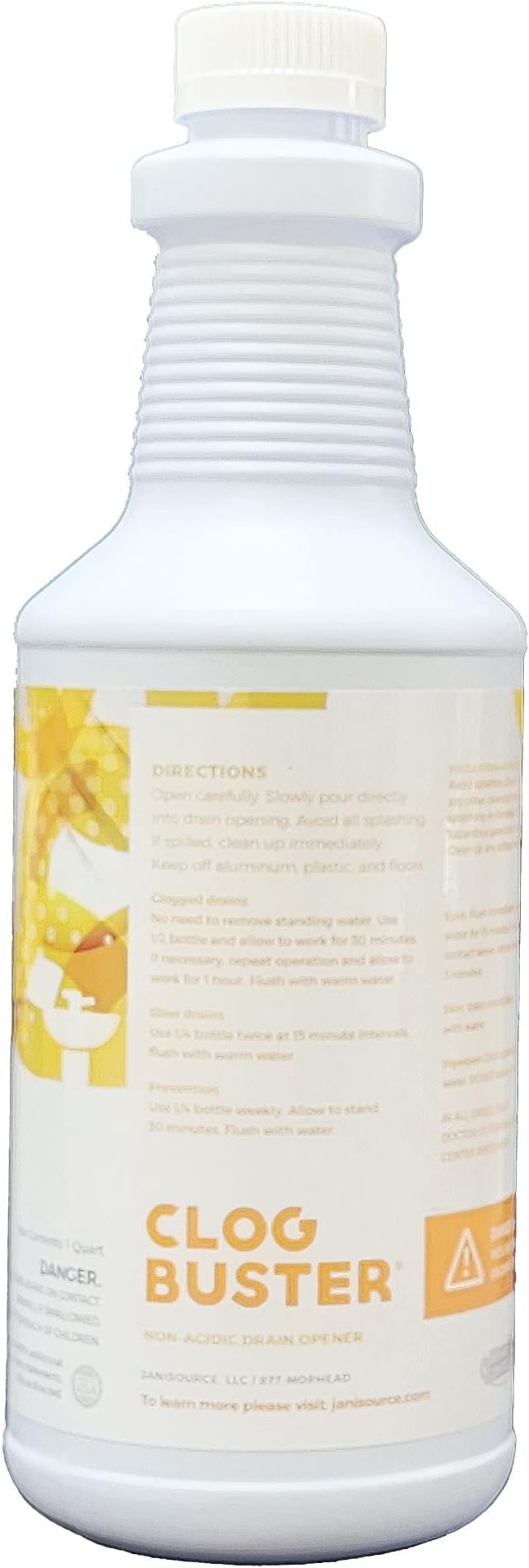ClogBuster Non-Acidic Drain Opener and Clog Remover, Commercial Grade, 1 Quart…