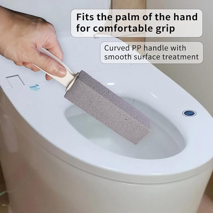 Pumice Stone for Toilet Cleaning, Pumice Cleaning Stone with Handle, Toilet Cleaner, Pumice Stone, Toilet Wand, Toilet Bowl Cleaner Brush, Toilet Brush (2PCS Gray)