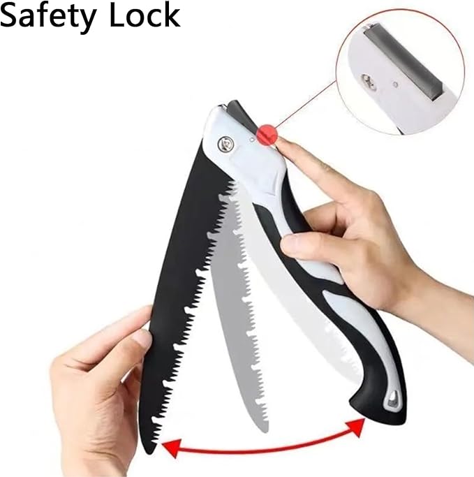 10 Inch Folding Saw, Pruning Hand Saw for Wood Cutting, Garden Pruner with SK5 Curved Blade, Triple- Cut Razor Teeth, Foldable Handsaw for Tree Trimming, Camping, Gardening and Carpentry