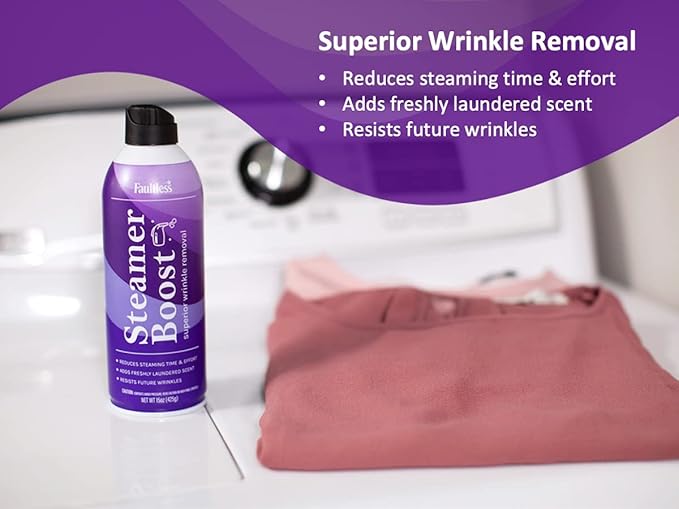 Faultless Steamer Boost (2 Pack) - Wrinkle Remover Spray for Clothes - Fabric Steamer to Reduce Steaming Time & Effort – Travel Wrinkle Spray w/Freshly Laundered Scent & Removes Odor, 15 oz (425g)
