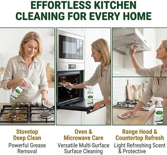 Multifunctional Kitchen Appliance Cleaner Spray Pro Powerful Grease Stain Removal Invisible Protective Layer Effortless Scrub Free Versatile Whole Home Use Light Refreshing Scent 4oz(2Pcs)