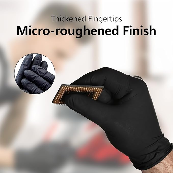 Disposable Latex Free Nitrile Gloves - 100 Pcs Black Cleaning, Powder Free Food Prep - Large