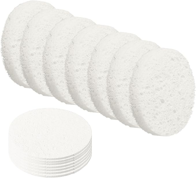 uxcell 20Pcs Cellulose Sponges, Round Kitchen Clean Sponges Non-Scratch Compressed Dish Scrubber for Kitchen Household Cookware Bathroom Cleaning & DIY, White