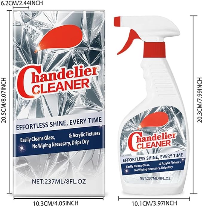 2 Pcs Chandelier Cleaner Spray – No Wipe Crystal & Brass Cleaner for Chandeliers, Drip-Dry Formula, Safe for Glass, Silk Plants, and Dark Crystals – Fast Dusting & Streak-Free Cleaning